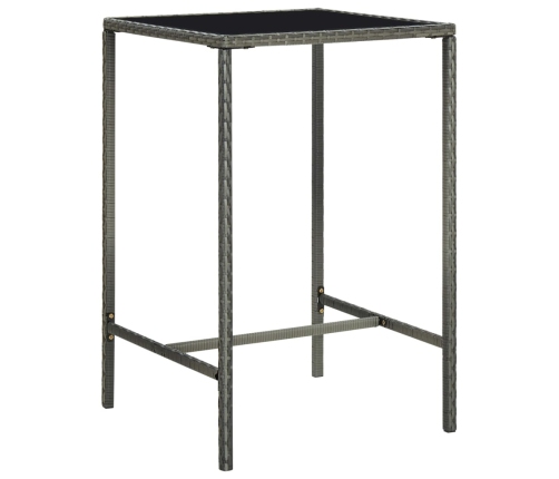 Set muebles de bar jardín 5 pzas y cojines ratán sintético gris