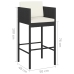 Set muebles bar jardín 3 piezas y cojines ratán sintético negro