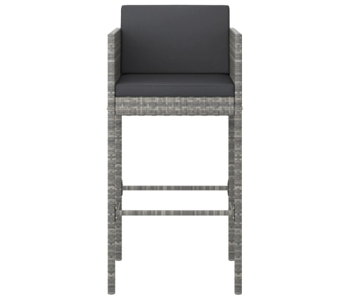 Set de muebles bar jardín 3 pzas y cojines ratán sintético gris
