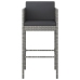 Set de muebles bar jardín 3 pzas y cojines ratán sintético gris