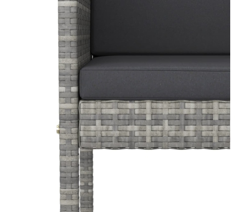 Set de muebles bar jardín 3 pzas y cojines ratán sintético gris