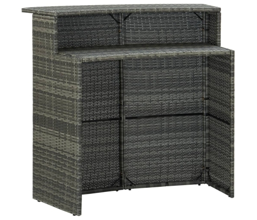 Set de muebles bar jardín 3 pzas y cojines ratán sintético gris