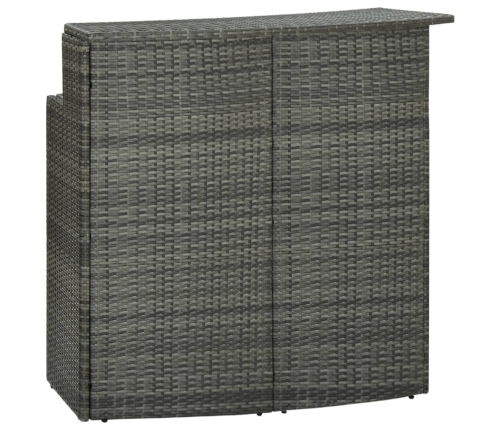 Set de muebles bar jardín 3 pzas y cojines ratán sintético gris