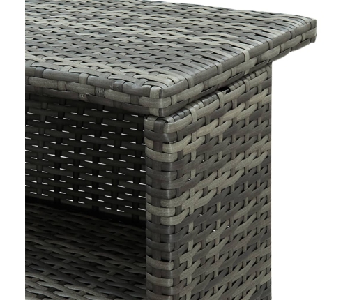 Set de muebles bar jardín 3 pzas y cojines ratán sintético gris