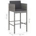 Set de muebles bar jardín 3 pzas y cojines ratán sintético gris