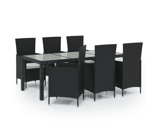 Juego de comedor de jardín 7 piezas ratán sintético negro
