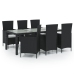 Juego de comedor de jardín 7 piezas ratán sintético negro