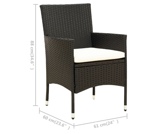 Juego de comedor de jardín 7 piezas ratán sintético negro