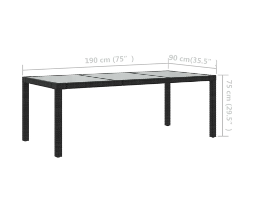 Juego de comedor de jardín 7 piezas ratán sintético negro