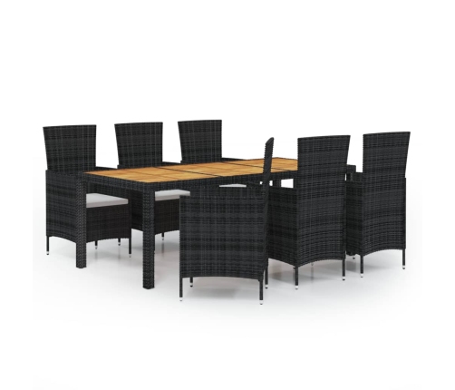 Juego de comedor de jardín 7 piezas ratán sintético negro