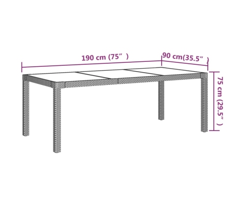 Juego de comedor de jardín 7 piezas ratán sintético negro
