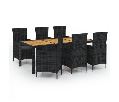 Juego de comedor de jardín 7 piezas ratán sintético negro