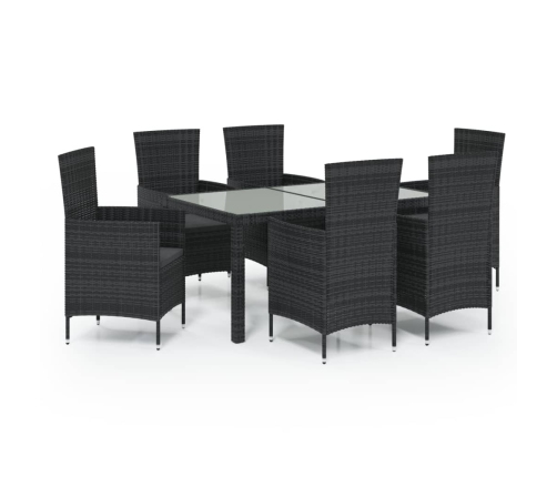 Juego de comedor de jardín 7 piezas ratán sintético negro