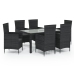 Juego de comedor de jardín 7 piezas ratán sintético negro