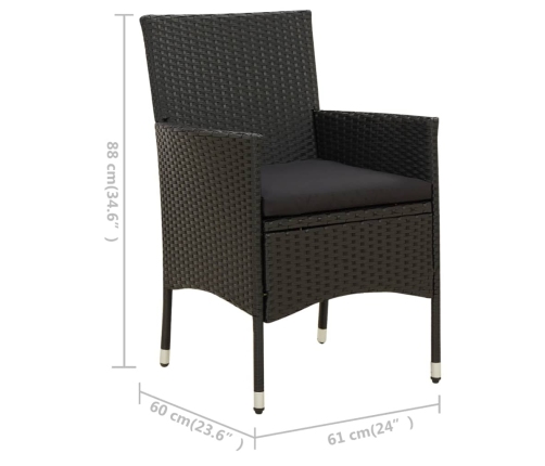 Juego de comedor de jardín 7 piezas ratán sintético negro