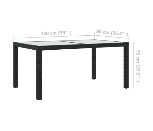 Juego de comedor de jardín 7 piezas ratán sintético negro