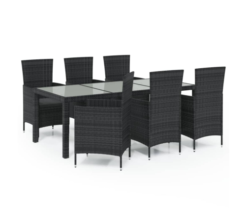 Juego de comedor de jardín 7 piezas ratán sintético negro