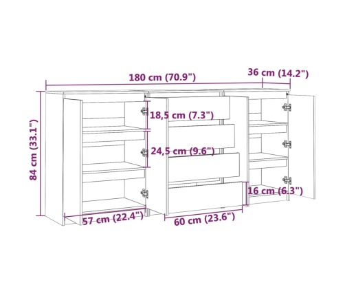 Armario auxiliar 3 unidades madera maciza de pino negro