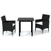 Set comedor de jardín 3 pzas con cojines ratán sintético negro