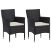 Set comedor de jardín 3 pzas con cojines ratán sintético negro