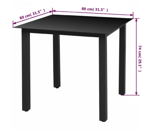 Set comedor de jardín 3 pzas con cojines ratán sintético negro