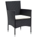 Set comedor de jardín 3 pzas con cojines ratán sintético negro