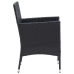 Set comedor de jardín 3 pzas con cojines ratán sintético negro