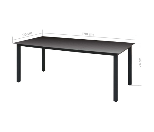 Set de comedor de jardín 9 pzas y cojines ratán sintético negro