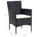 Set de comedor de jardín 9 pzas y cojines ratán sintético negro