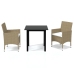 Set comedor de jardín 3 pzas con cojines ratán sintético beige