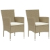 Set comedor de jardín 3 pzas con cojines ratán sintético beige