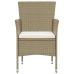 Set comedor de jardín 3 pzas con cojines ratán sintético beige