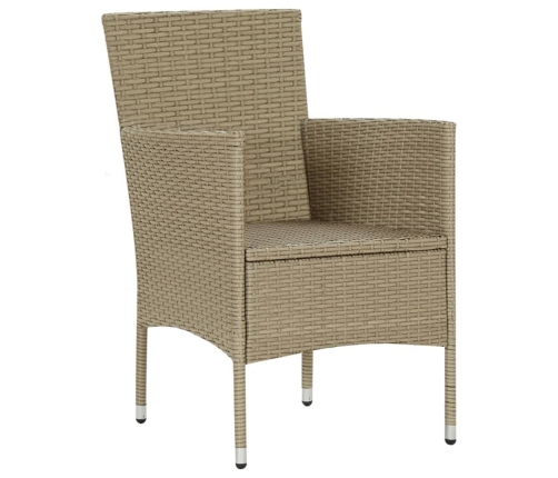 Set comedor de jardín 3 pzas con cojines ratán sintético beige