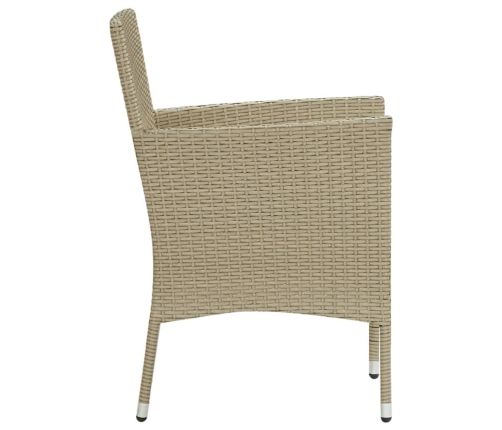 Set comedor de jardín 3 pzas con cojines ratán sintético beige
