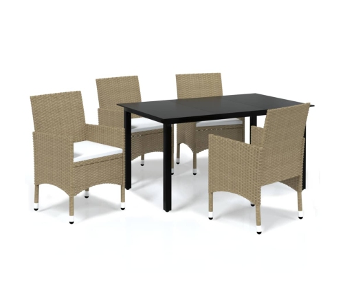Juego muebles jardín 5 pzas con cojines ratán sintético beige