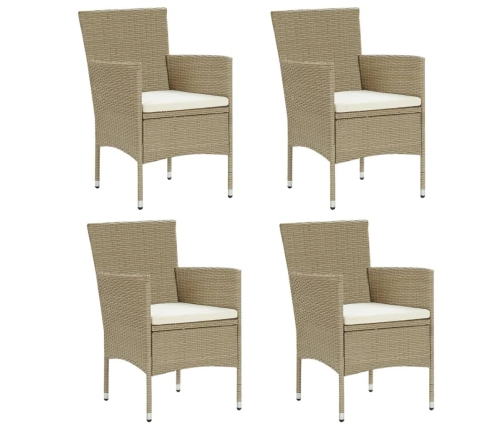 Juego muebles jardín 5 pzas con cojines ratán sintético beige