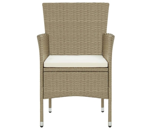 Juego muebles jardín 5 pzas con cojines ratán sintético beige