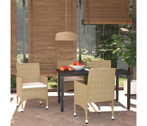 Juego muebles jardín 5 pzas con cojines ratán sintético beige