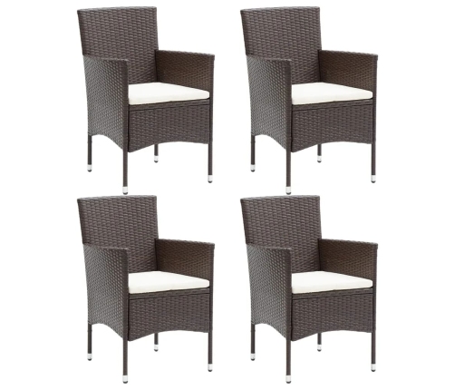 Juego muebles jardín 5 pzas con cojines ratán sintético marrón