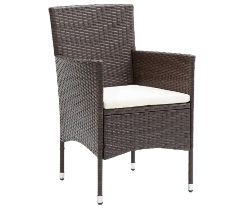 Juego muebles jardín 5 pzas con cojines ratán sintético marrón
