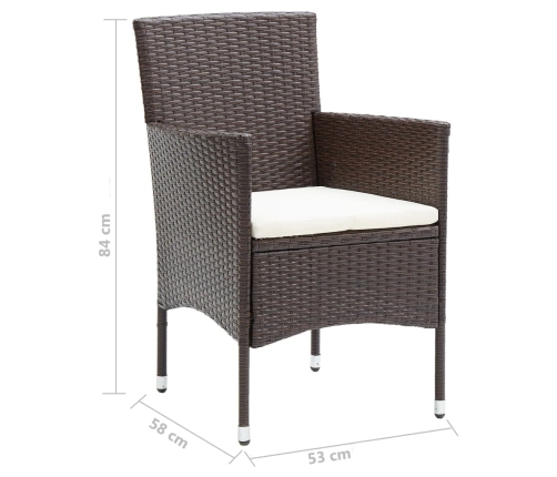 Juego muebles jardín 5 pzas con cojines ratán sintético marrón