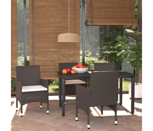 Juego muebles jardín 5 pzas con cojines ratán sintético marrón