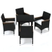 Juego muebles jardín 5 pzas con cojines ratán sintético negro