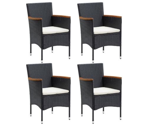 Juego muebles jardín 5 pzas con cojines ratán sintético negro
