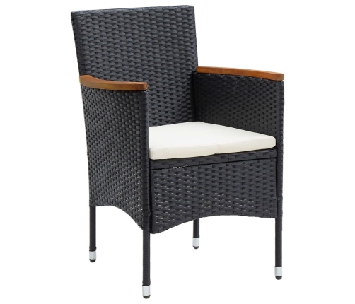 Juego muebles jardín 5 pzas con cojines ratán sintético negro