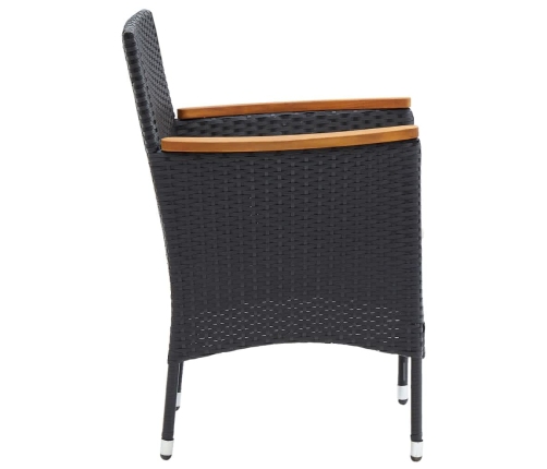 Juego muebles jardín 5 pzas con cojines ratán sintético negro