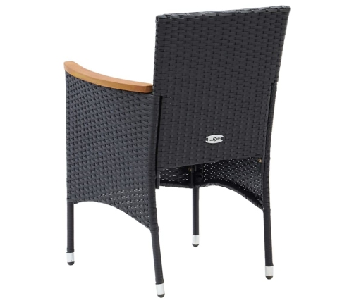 Juego muebles jardín 5 pzas con cojines ratán sintético negro