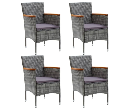 Juego muebles jardín 5 pzas con cojines ratán sintético gris