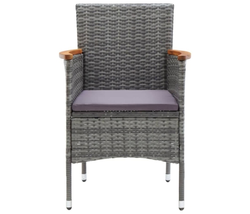 Juego muebles jardín 5 pzas con cojines ratán sintético gris