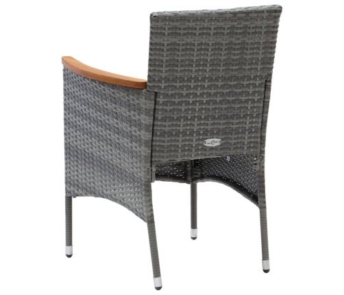 Juego muebles jardín 5 pzas con cojines ratán sintético gris